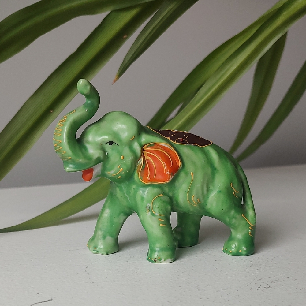 Vintage Elephant Made In Japan Porcelain Figurine